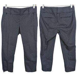 Ann Taylor blue geometric print crop ankle pants zippered pockets size 8